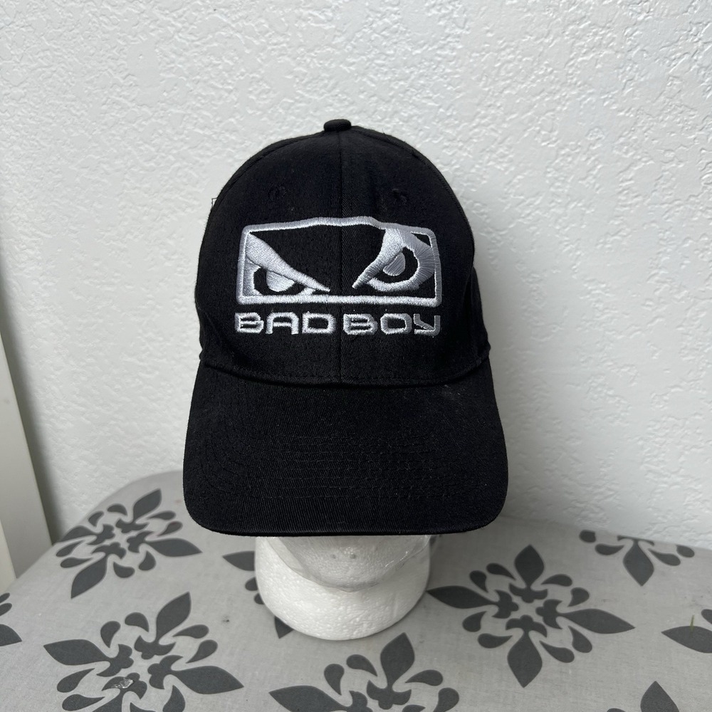 Vintage Y2K Bad Boy Surf Skate Embroidered Logo Black Stretch Fit Hat 2009